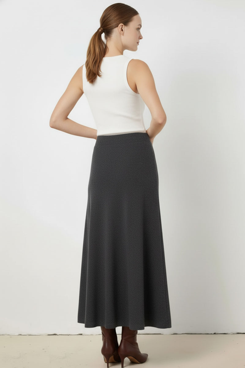 Dark Gray A-Line Knit Long Skirt
