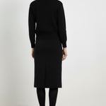 Black Midi Skirt with Stone Embroidered Pockets