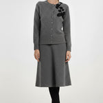 Gray Flecked Midi Skirt