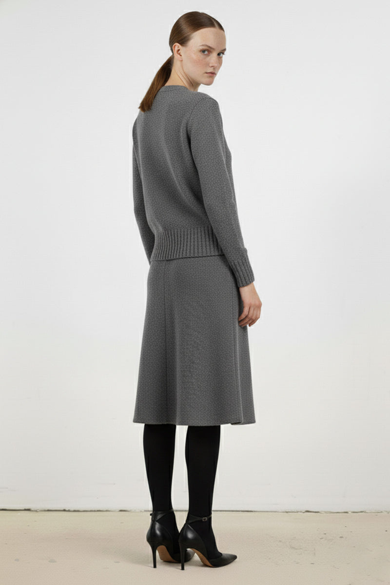Gray Flecked Midi Skirt