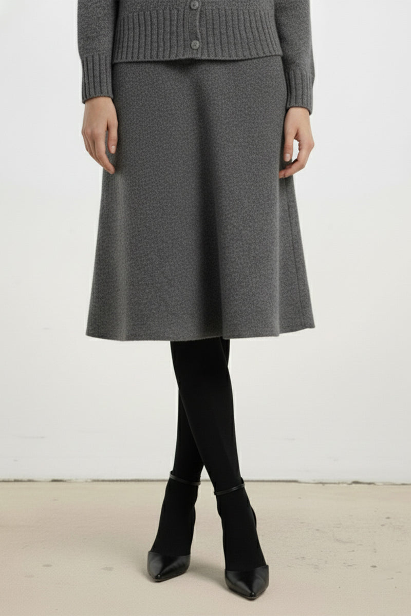 Gray Flecked Midi Skirt
