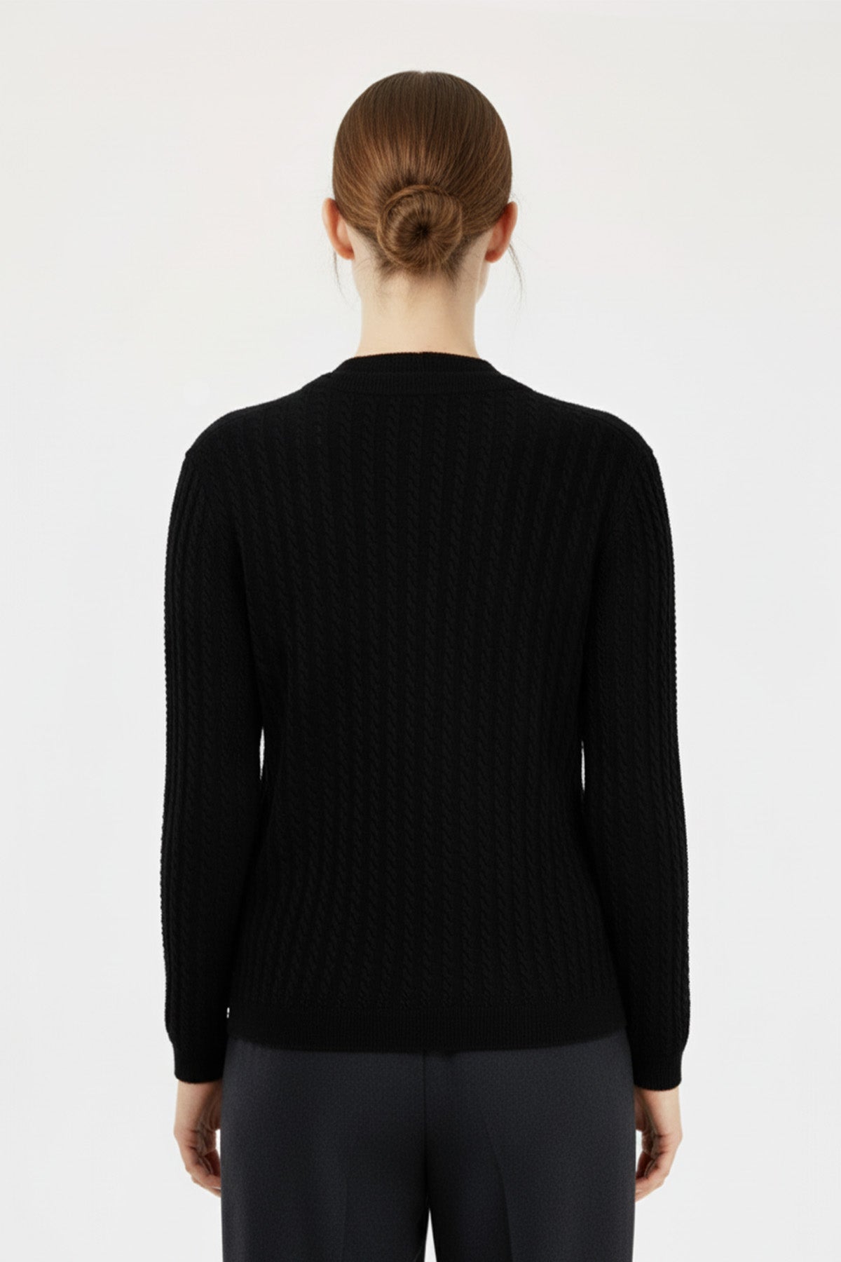 Women's Cardigan with Black Knit Pattern