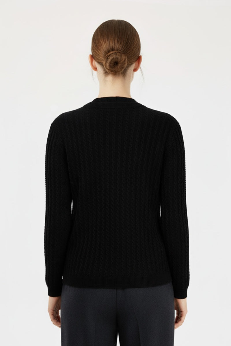 Women's Cardigan with Black Knit Pattern