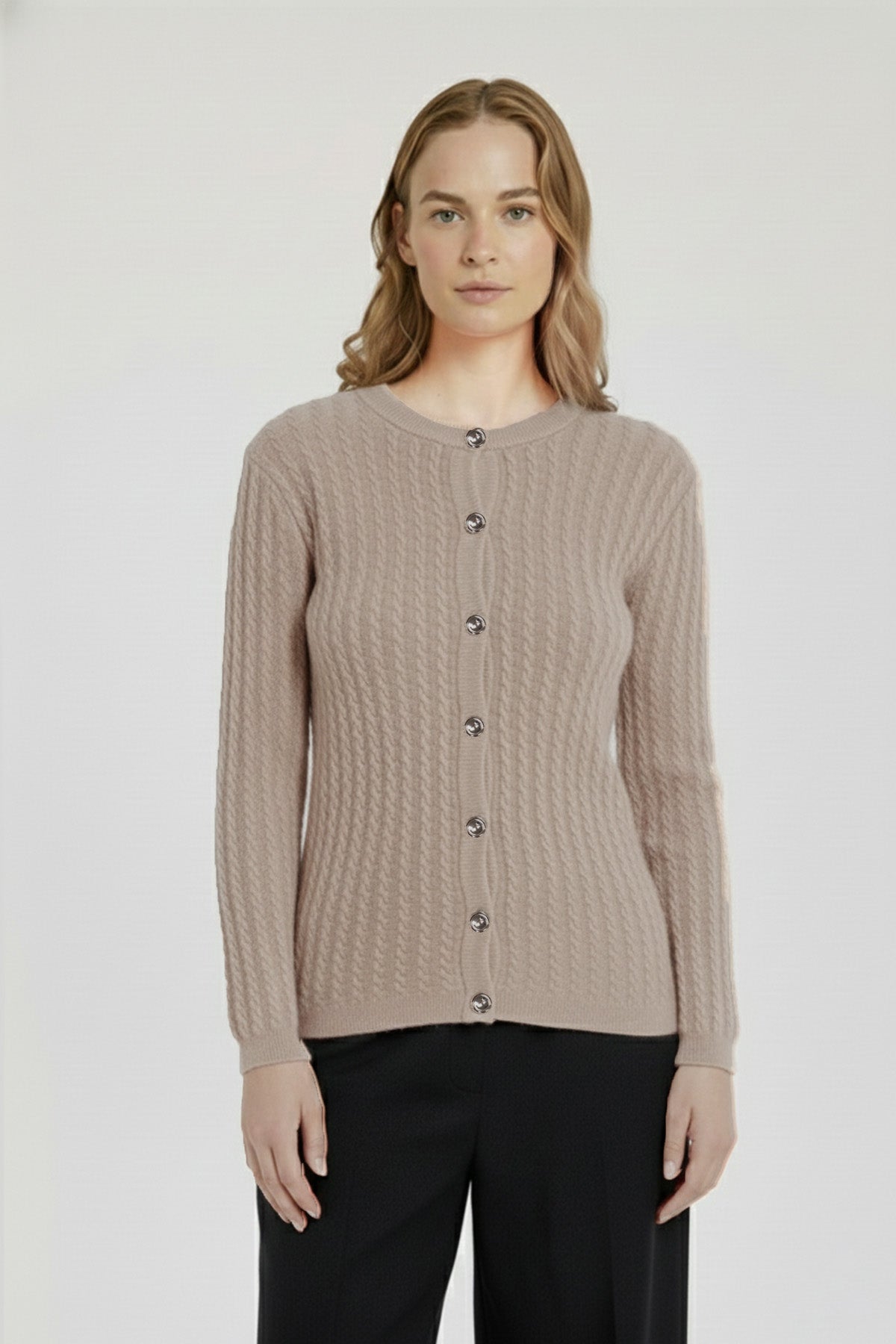 Camel Knit Patterned Women's Cardigan