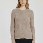 Camel Knit Patterned Women's Cardigan