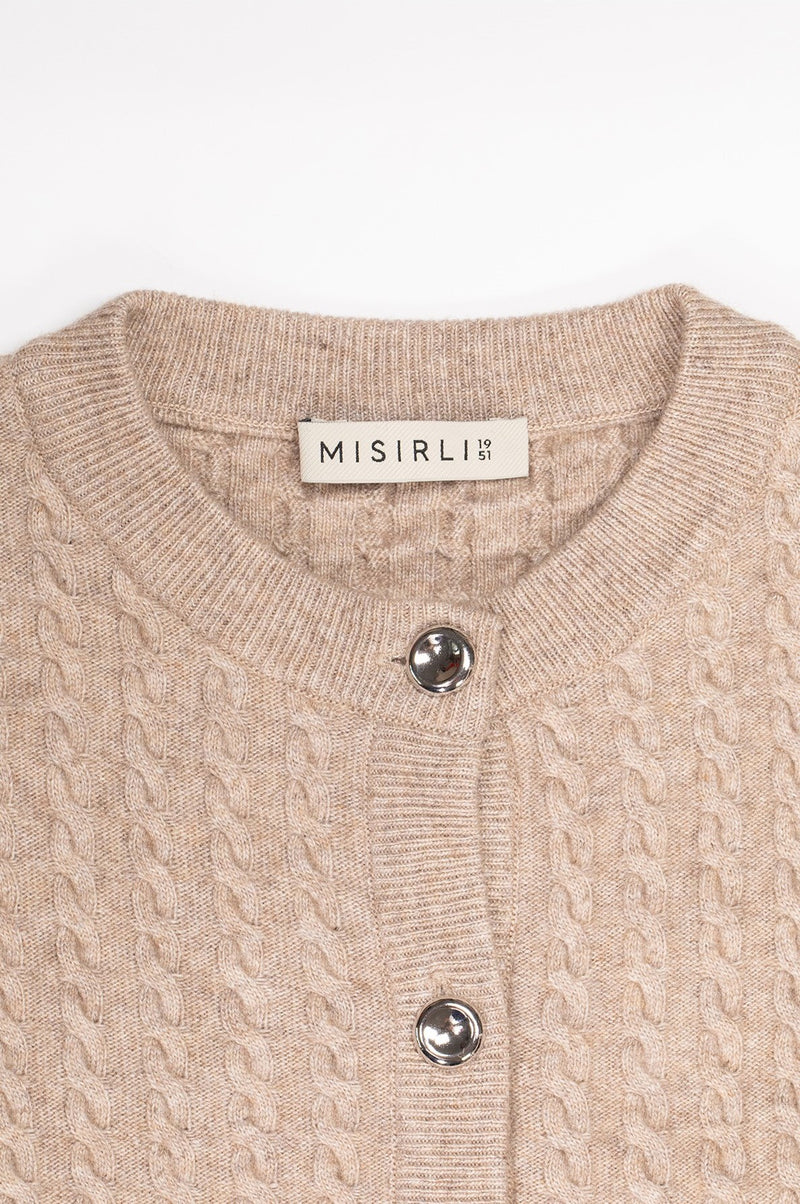 Camel Knit Patterned Women's Cardigan