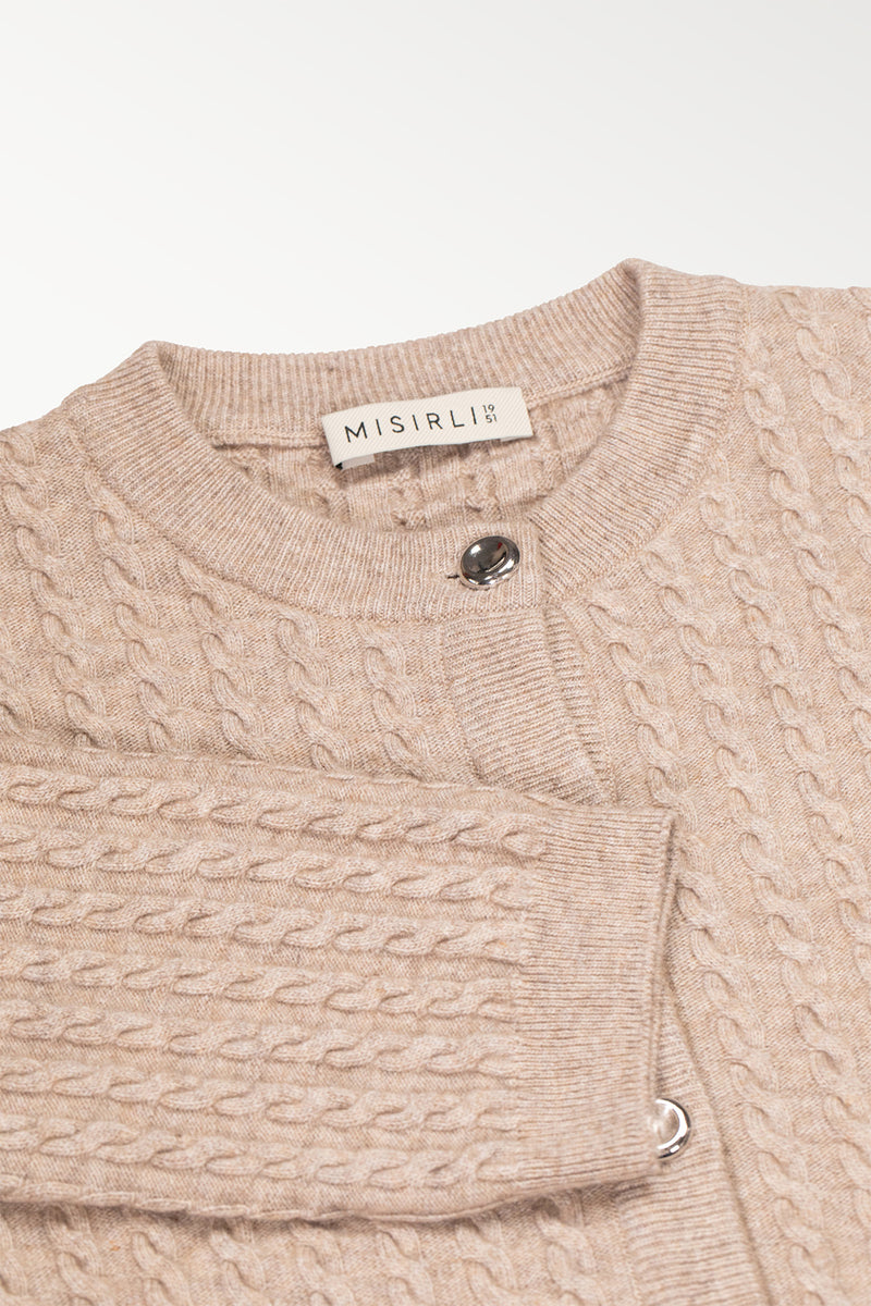 Camel Knit Patterned Women's Cardigan