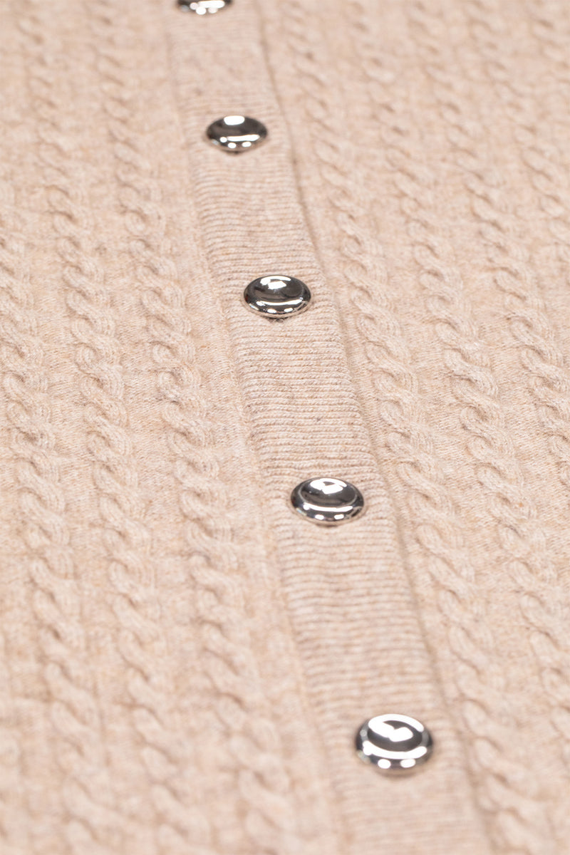 Camel Knit Patterned Women's Cardigan