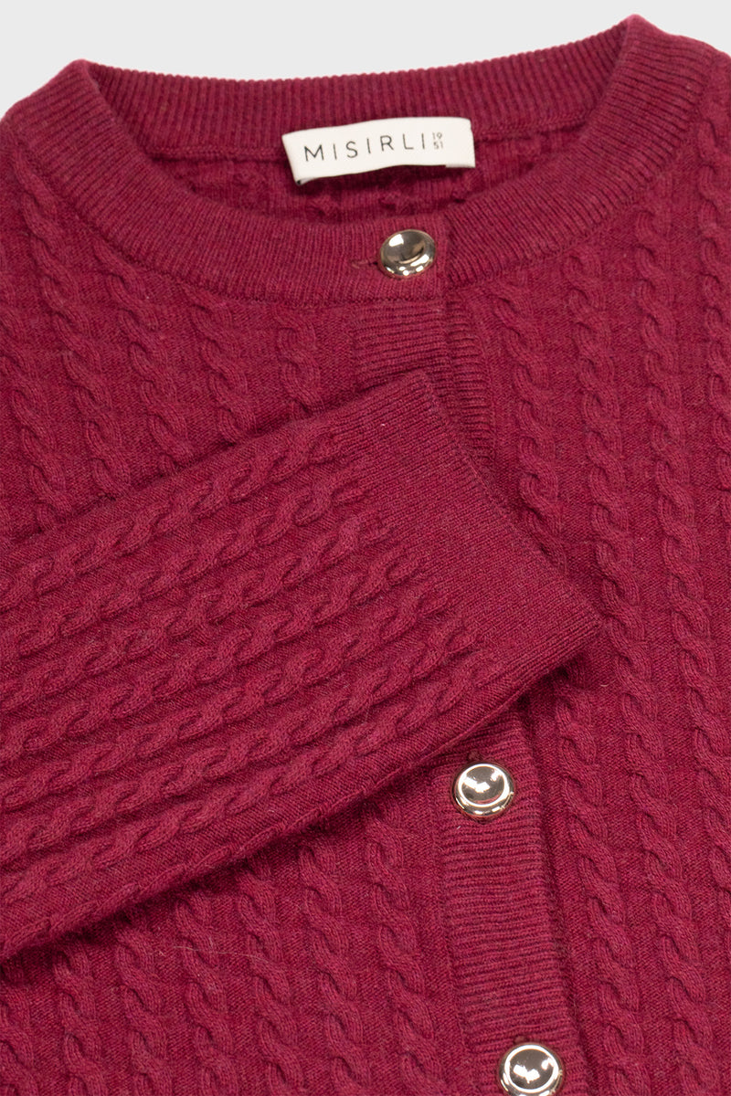 Women's Cardigan with Purple Knit Pattern