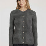 Dark Gray Knit Patterned Women's Cardigan
