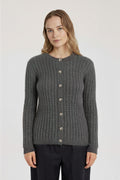 Dark Gray Knit Patterned Women's Cardigan