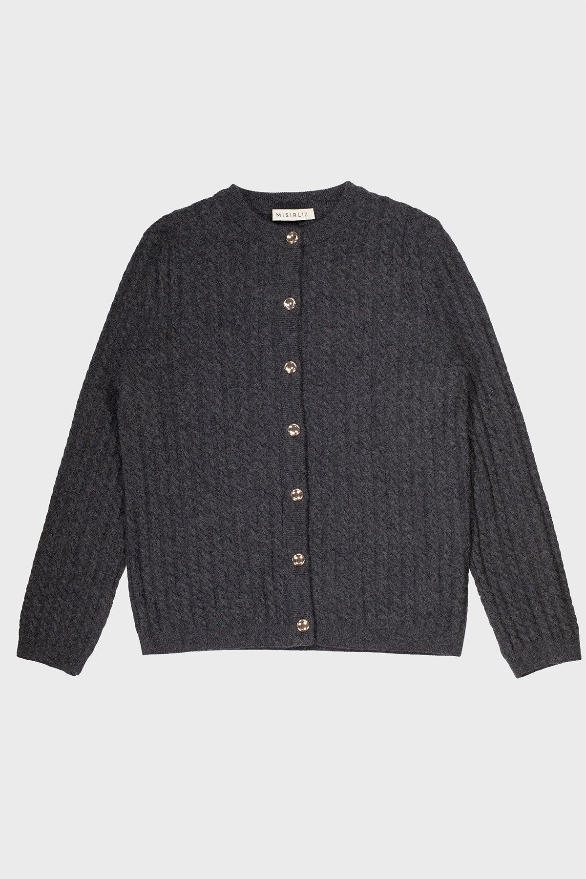 Dark Gray Knit Patterned Women's Cardigan