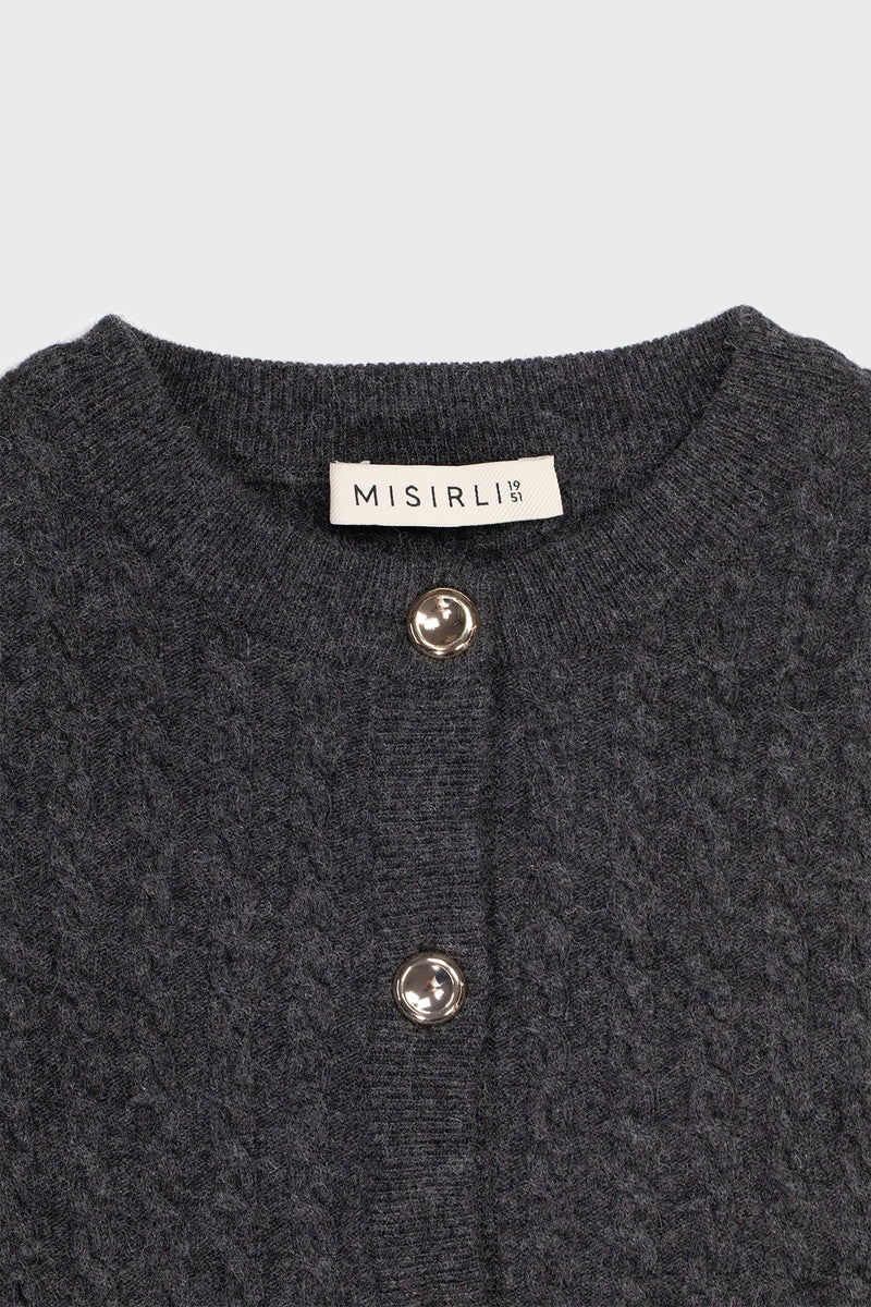 Dark Gray Knit Patterned Women's Cardigan