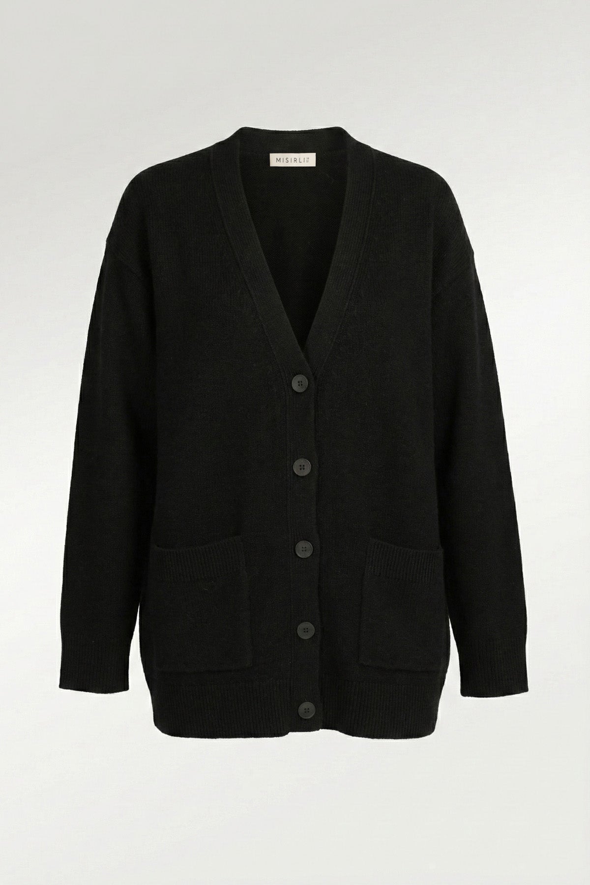 Black Buttoned Midi Women's Cardigan