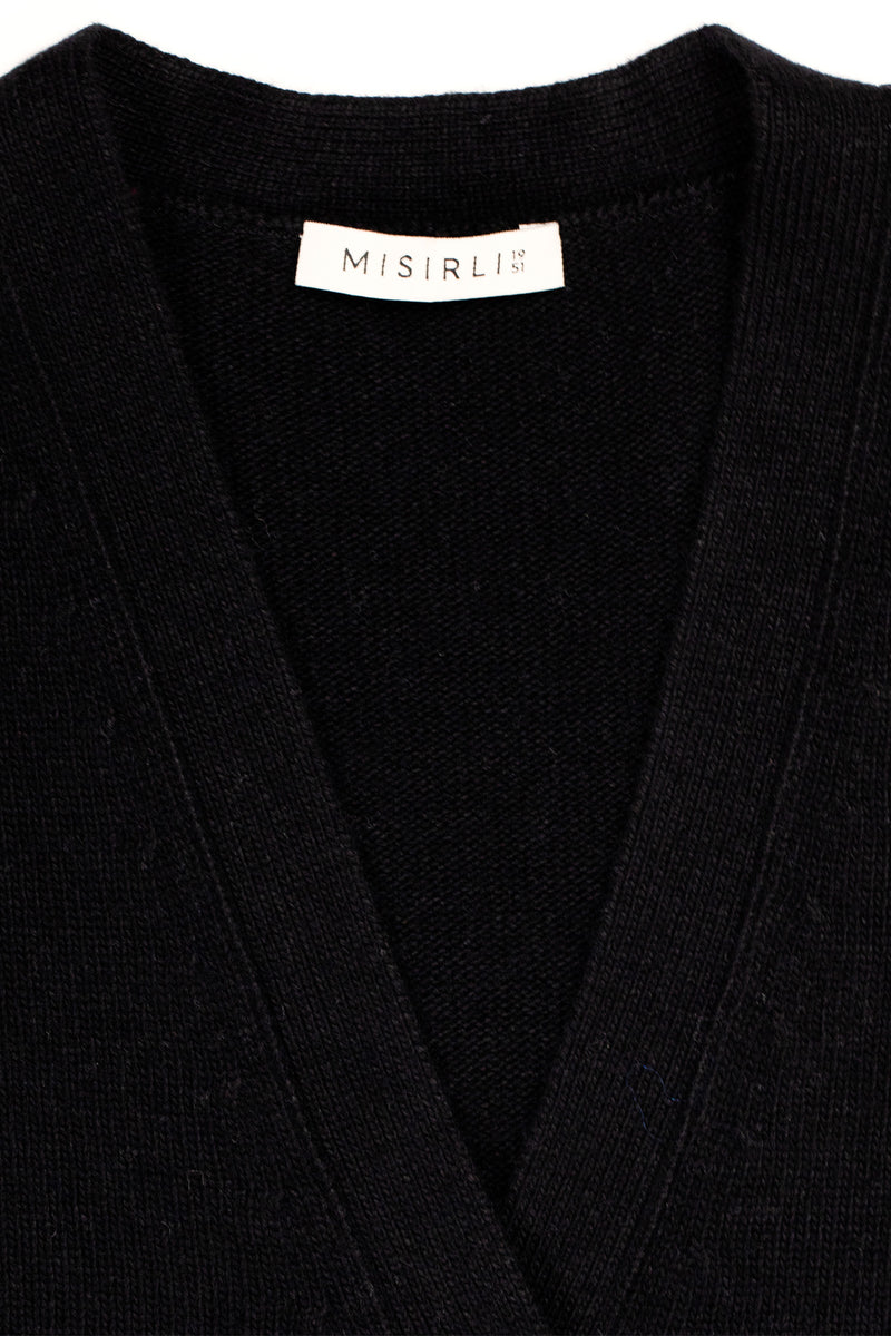 Black Buttoned Midi Women's Cardigan