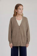 Camel Buttoned Midi Women's Cardigan