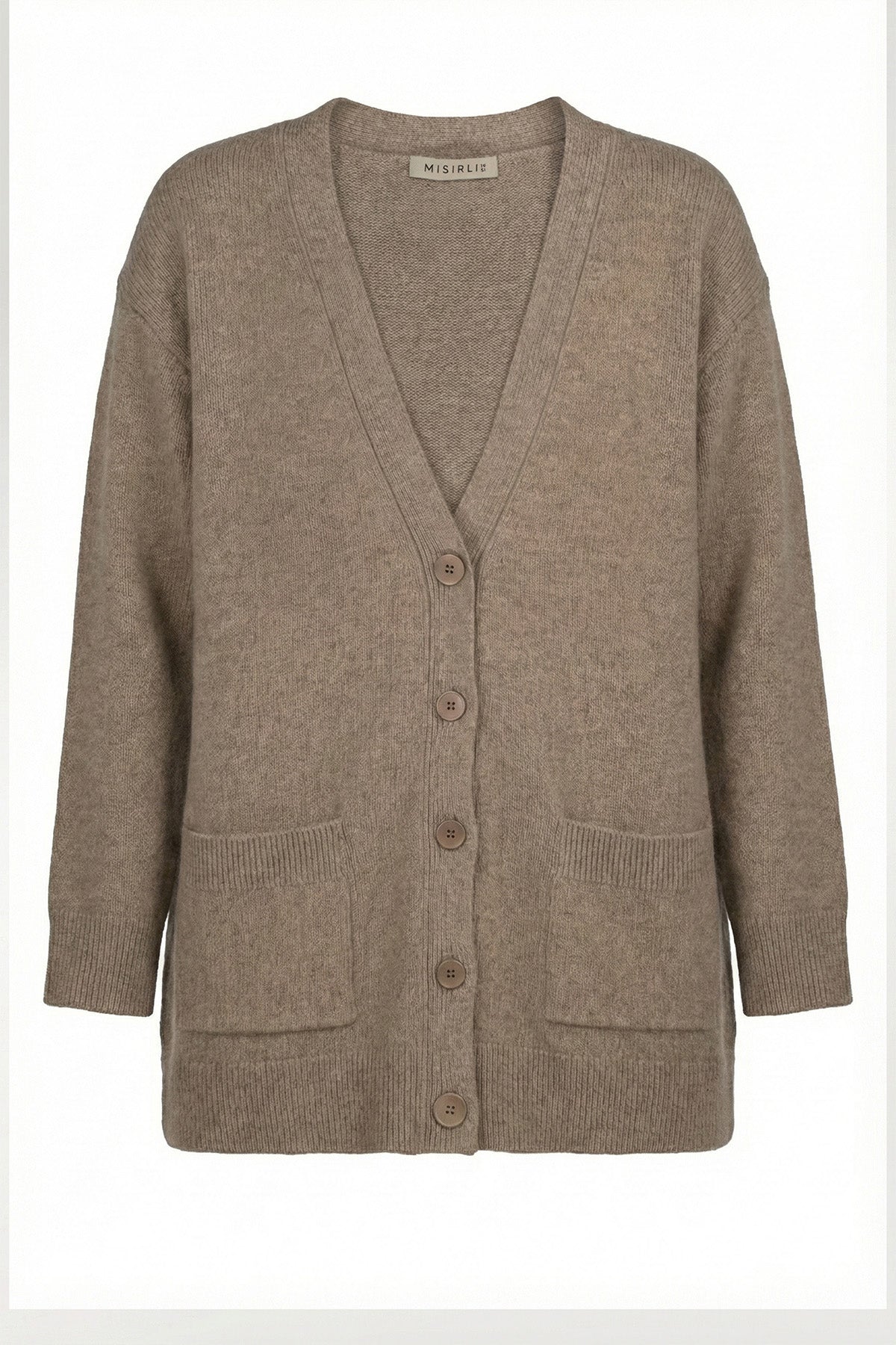 Camel Buttoned Midi Women's Cardigan