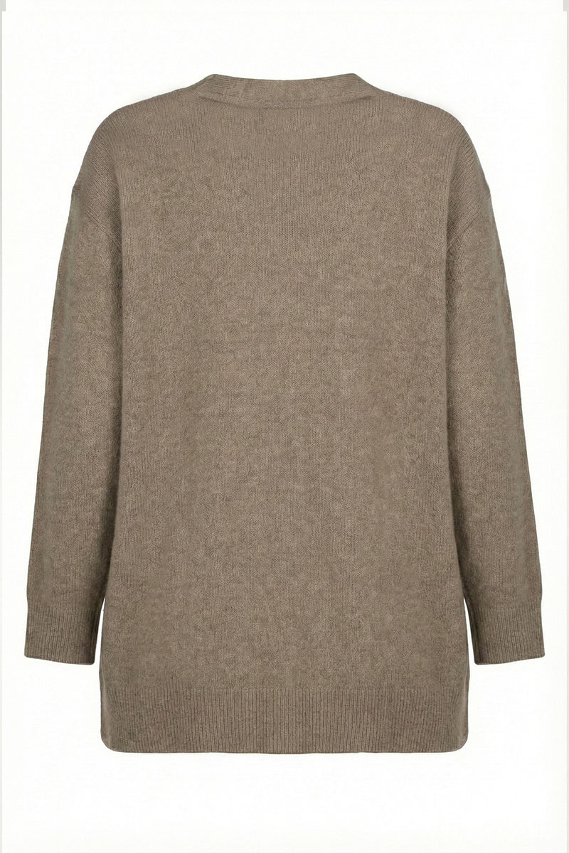 Camel Buttoned Midi Women's Cardigan