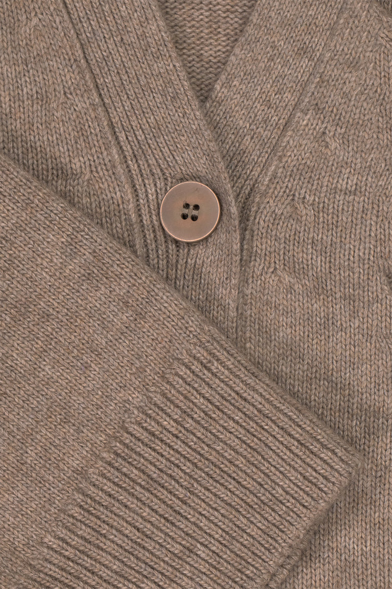 Camel Buttoned Midi Women's Cardigan