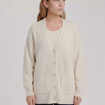 Ecru Buttoned Midi Women's Cardigan