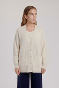 Ecru Buttoned Midi Women's Cardigan