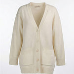 Ecru Buttoned Midi Women's Cardigan