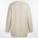 Ecru Buttoned Midi Women's Cardigan