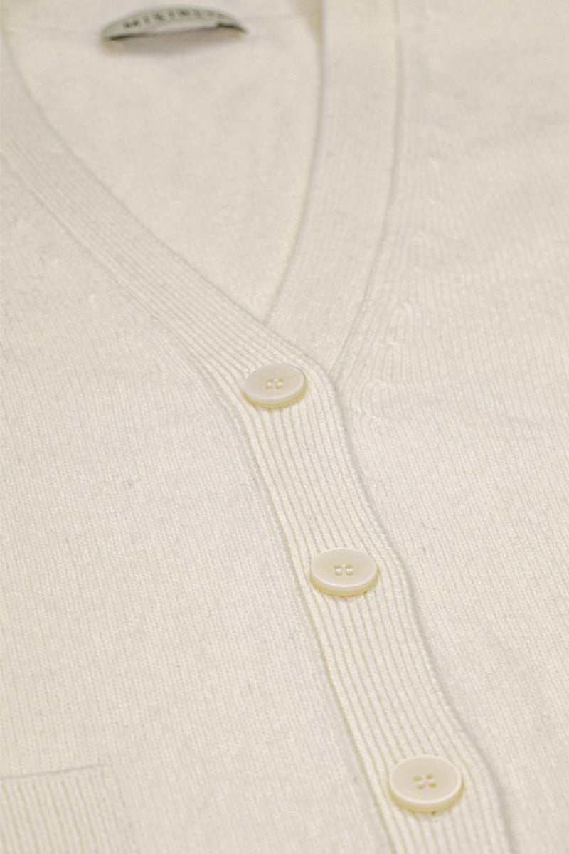 Ecru Buttoned Midi Women's Cardigan