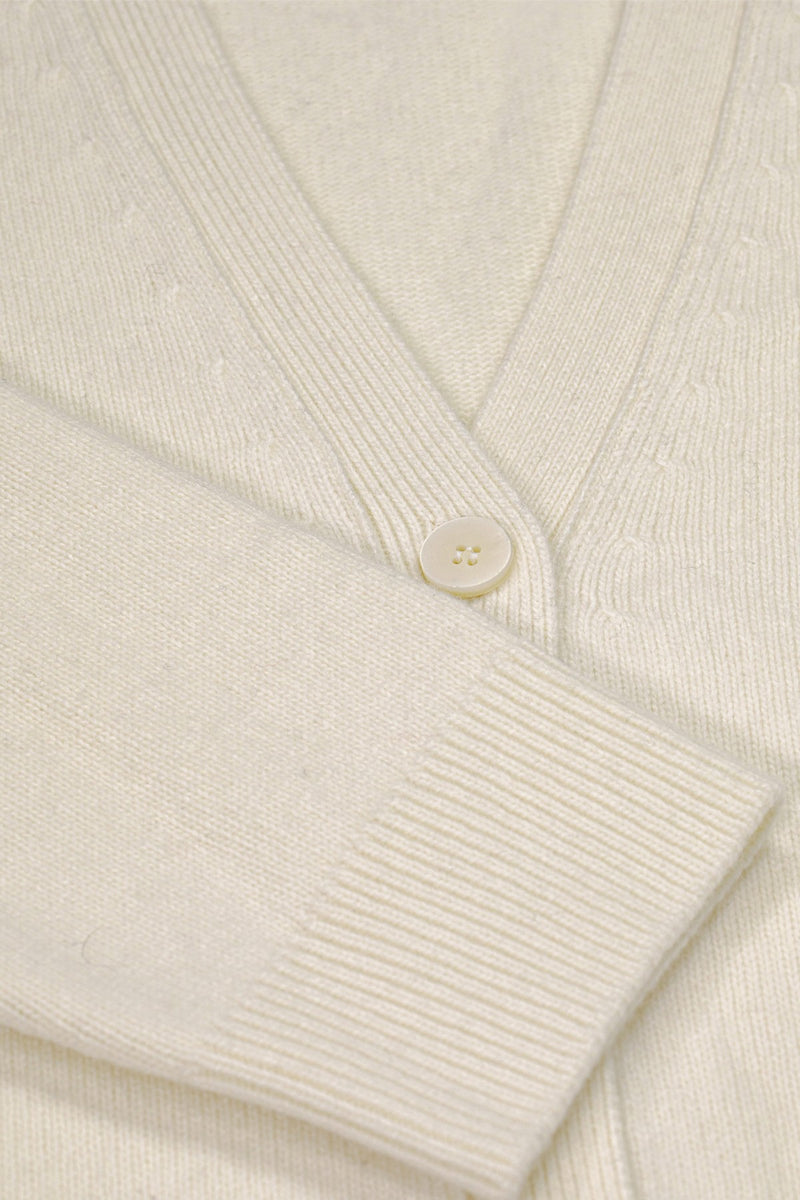 Ecru Buttoned Midi Women's Cardigan