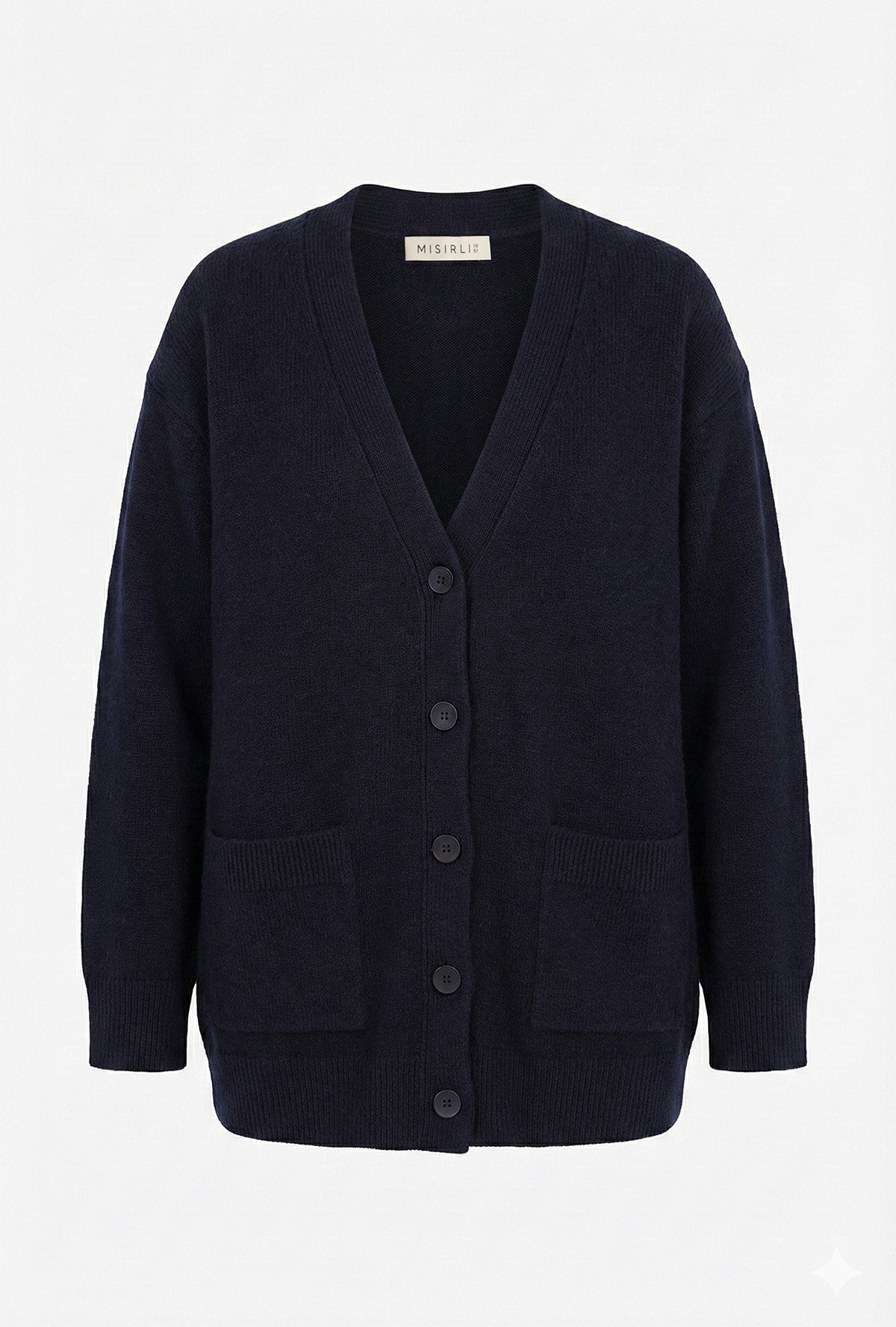 Navy Buttoned Midi Women's Cardigan