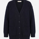 Navy Buttoned Midi Women's Cardigan