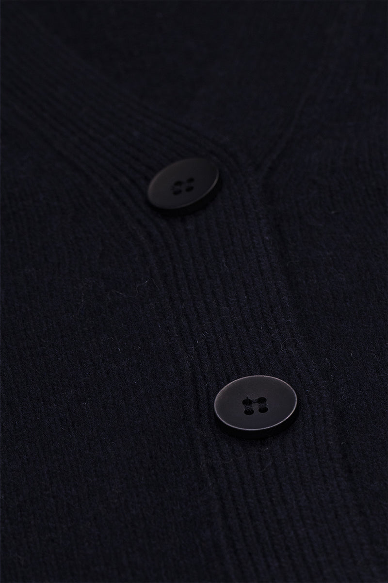 Navy Buttoned Midi Women's Cardigan
