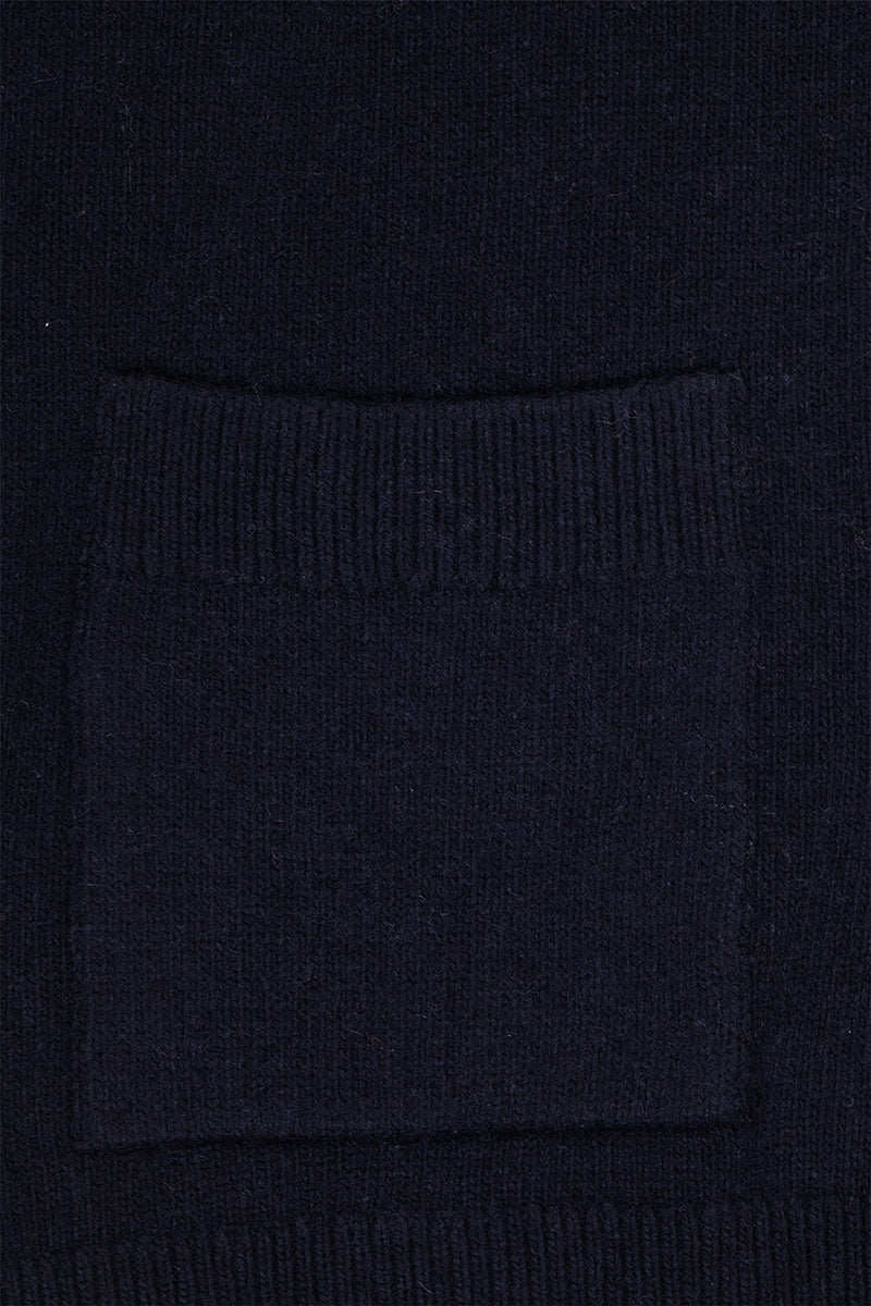 Navy Buttoned Midi Women's Cardigan