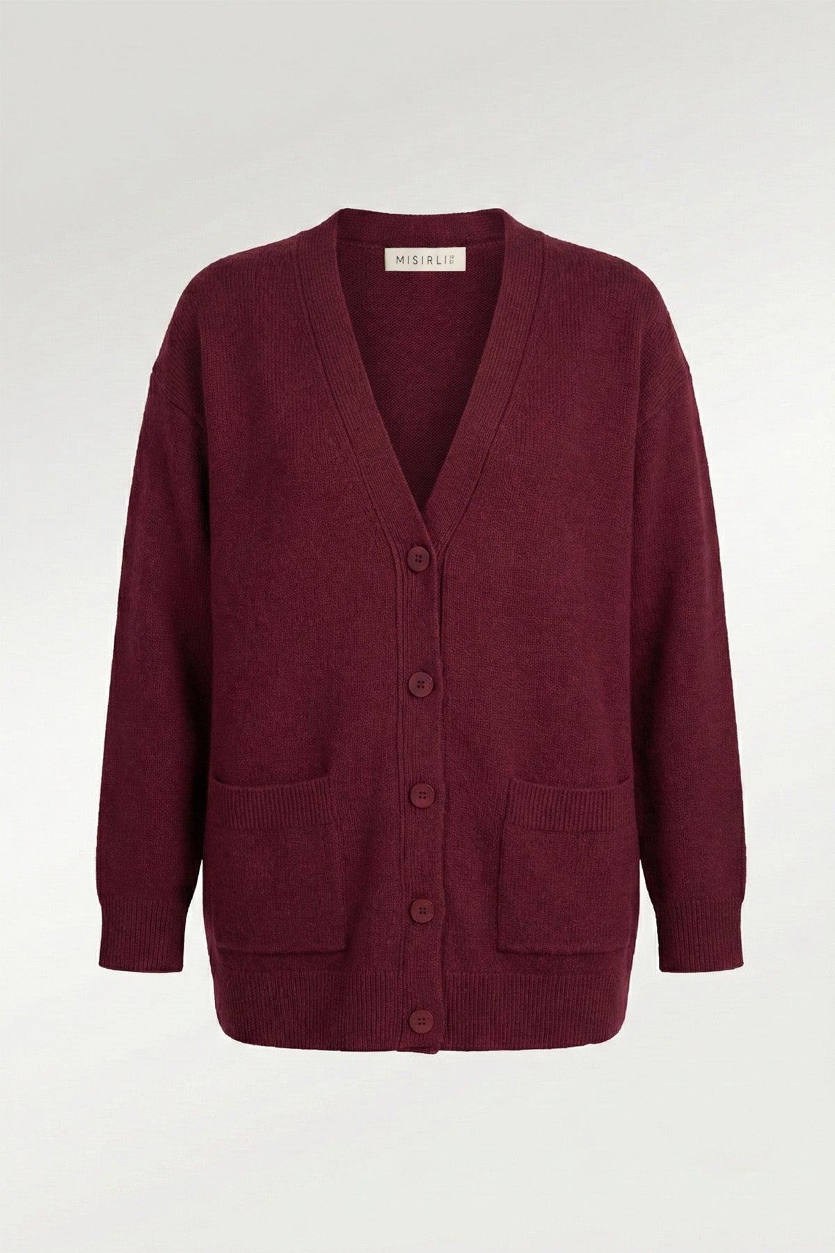 Plum Buttoned Midi Women's Cardigan