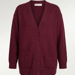 Plum Buttoned Midi Women's Cardigan