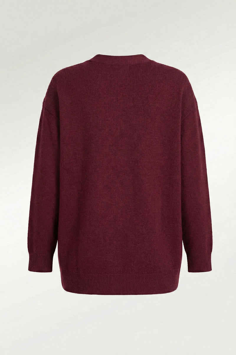 Plum Buttoned Midi Women's Cardigan