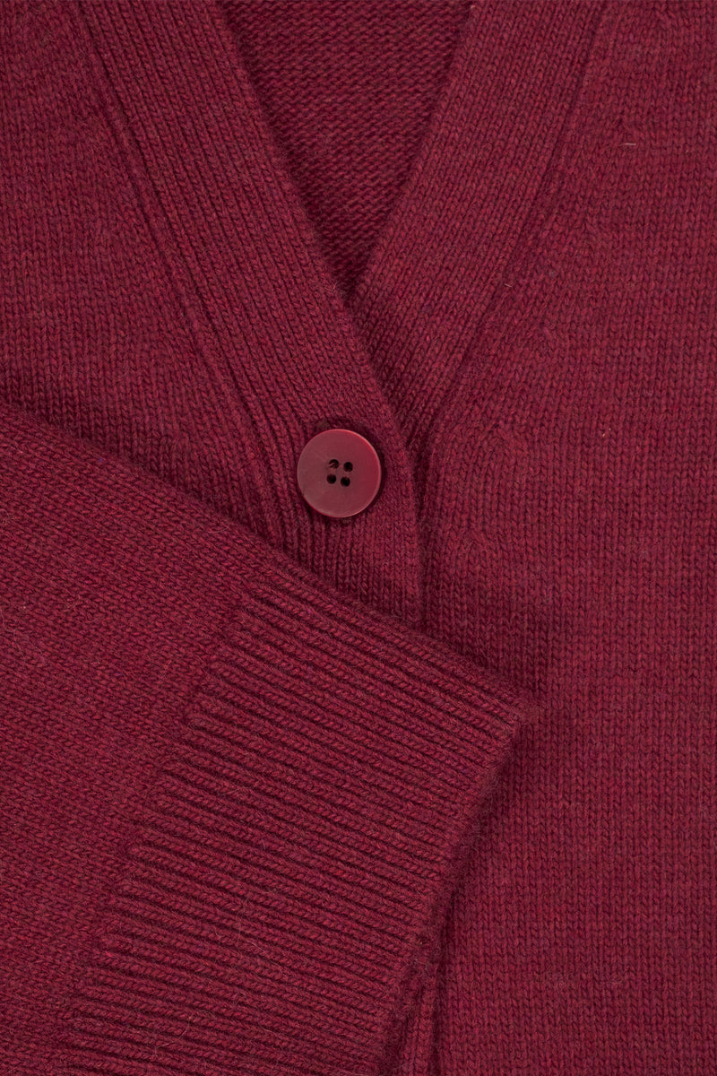 Plum Buttoned Midi Women's Cardigan