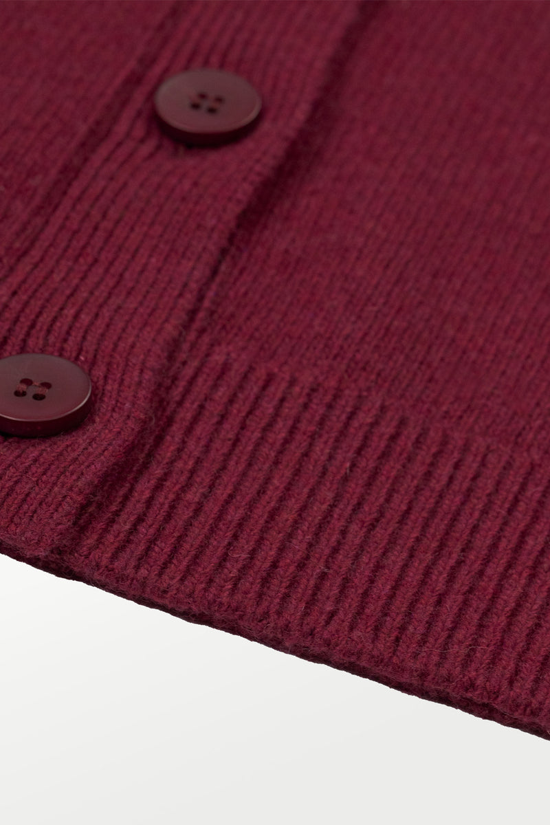 Plum Buttoned Midi Women's Cardigan