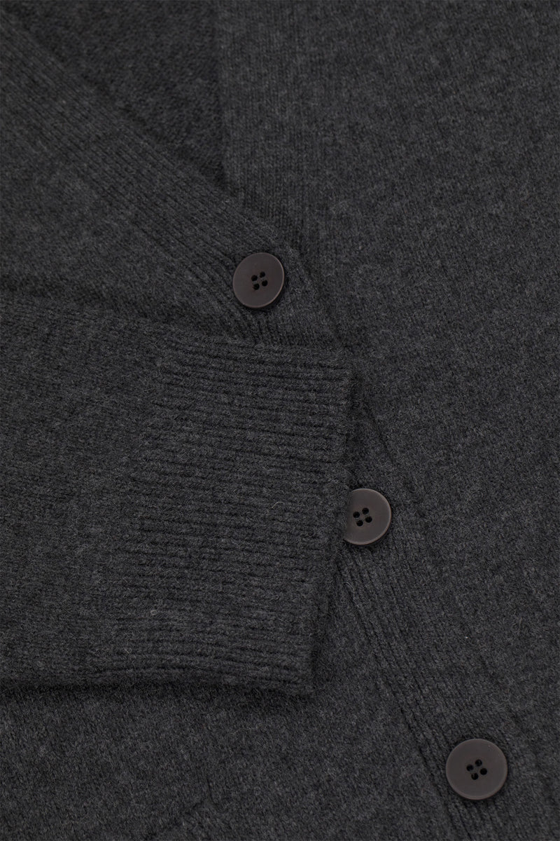 Dark Gray Buttoned Women's Midi Cardigan