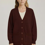 Brown Buttoned Midi Women's Cardigan