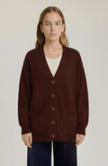 Brown Buttoned Midi Women's Cardigan
