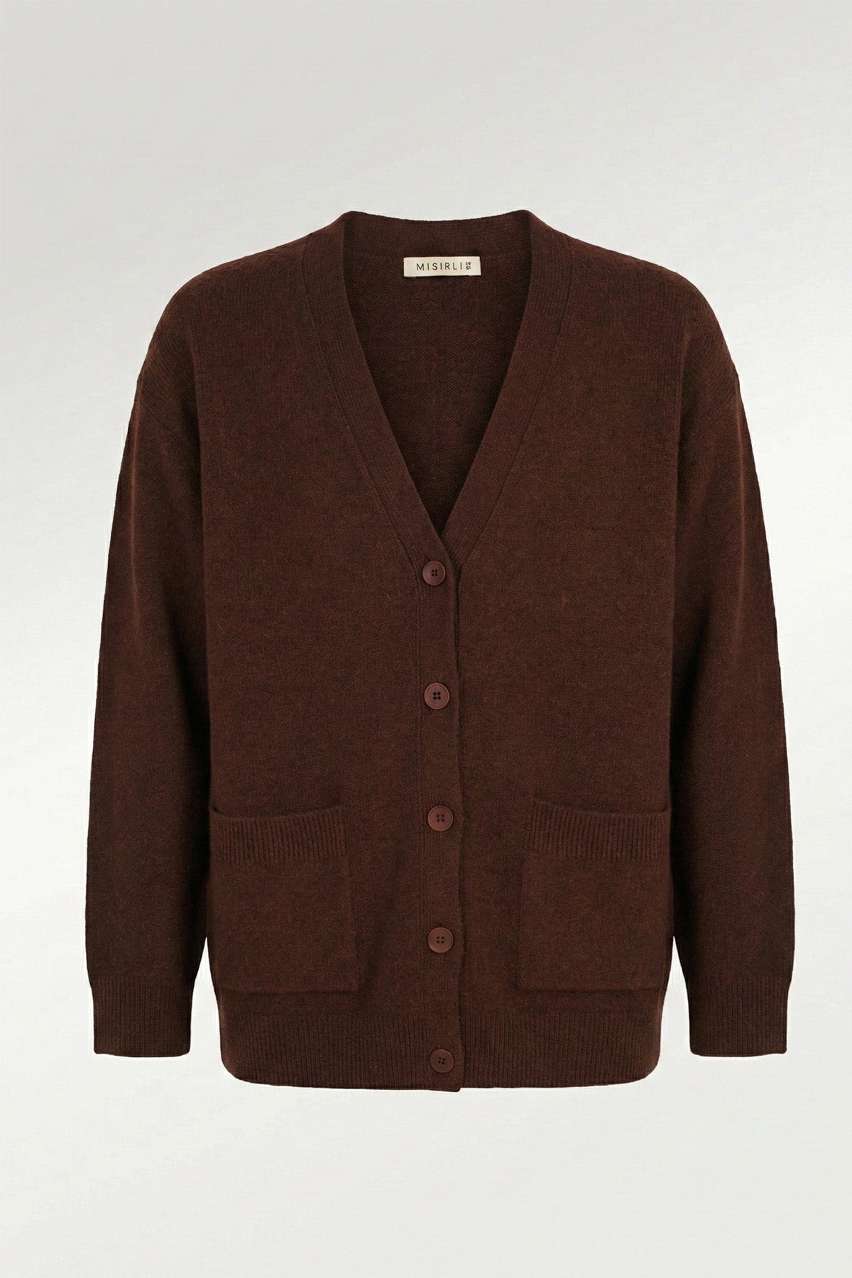 Brown Buttoned Midi Women's Cardigan