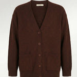Brown Buttoned Midi Women's Cardigan