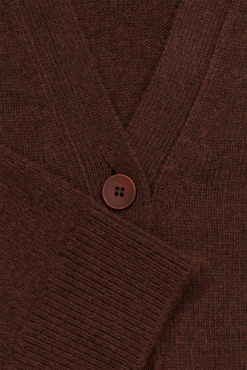Brown Buttoned Midi Women's Cardigan
