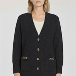 Dark Gray Pocket Detailed Midi Women's Cardigan