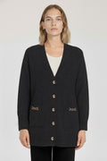 Dark Gray Pocket Detailed Midi Women's Cardigan