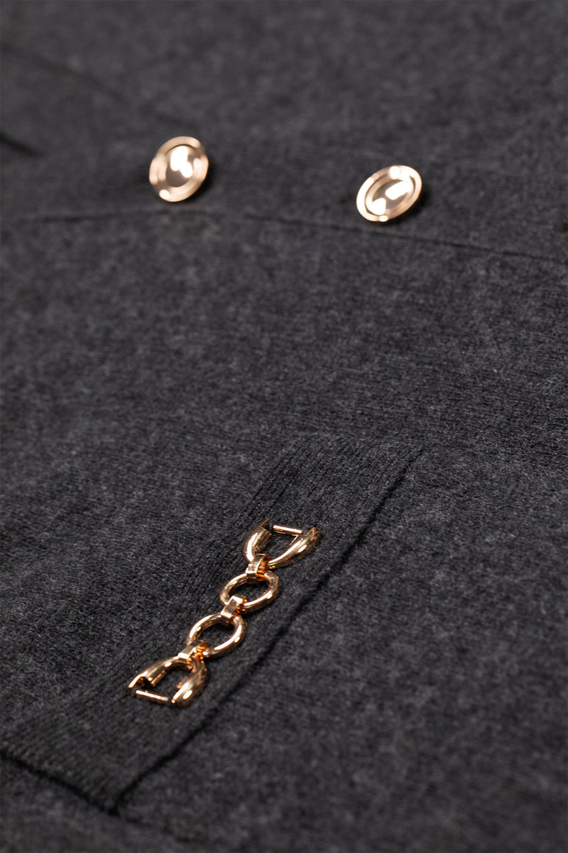 Dark Gray Pocket Detailed Midi Women's Cardigan