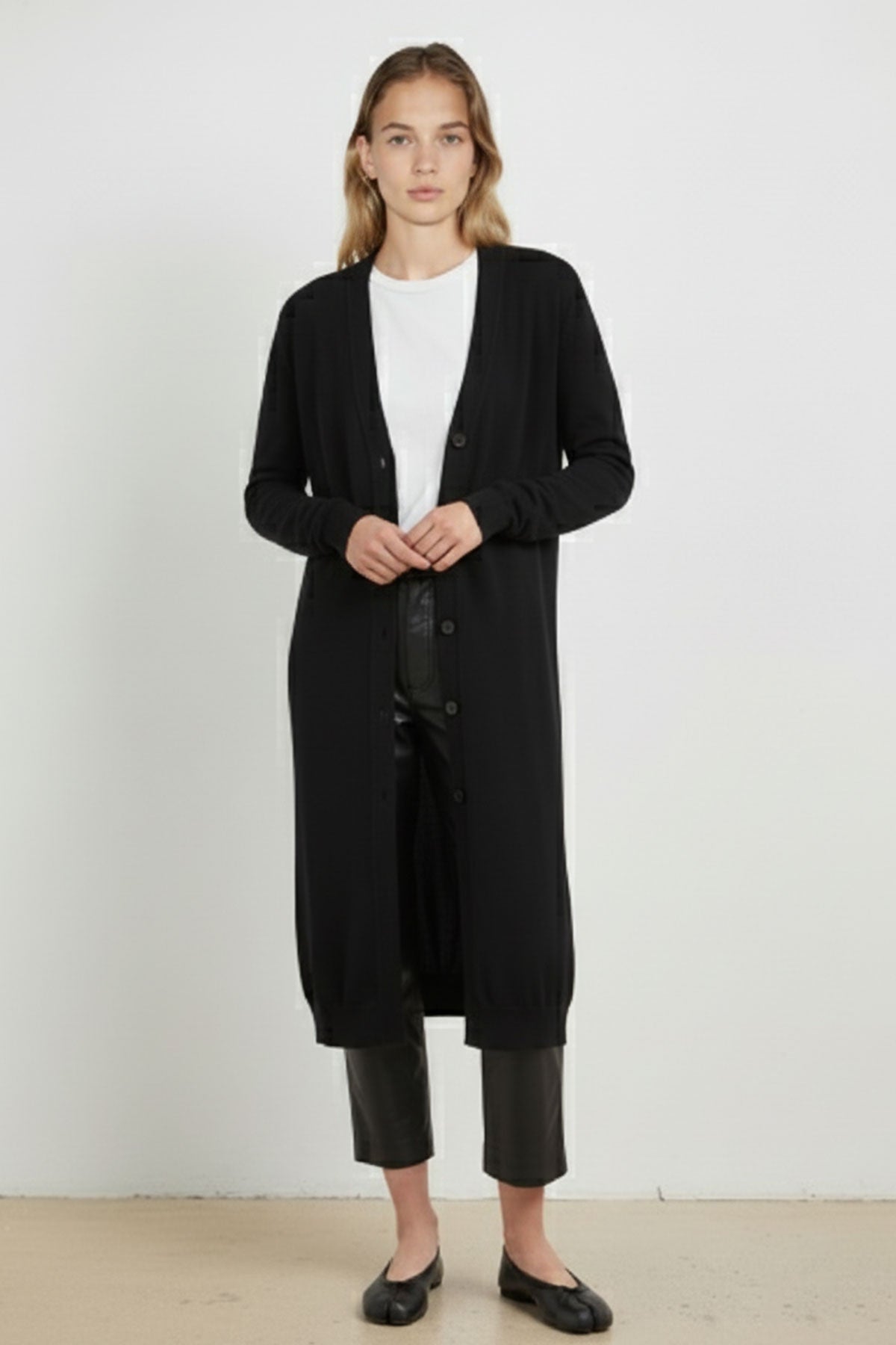 Black Button Down Long Women's Cardigan