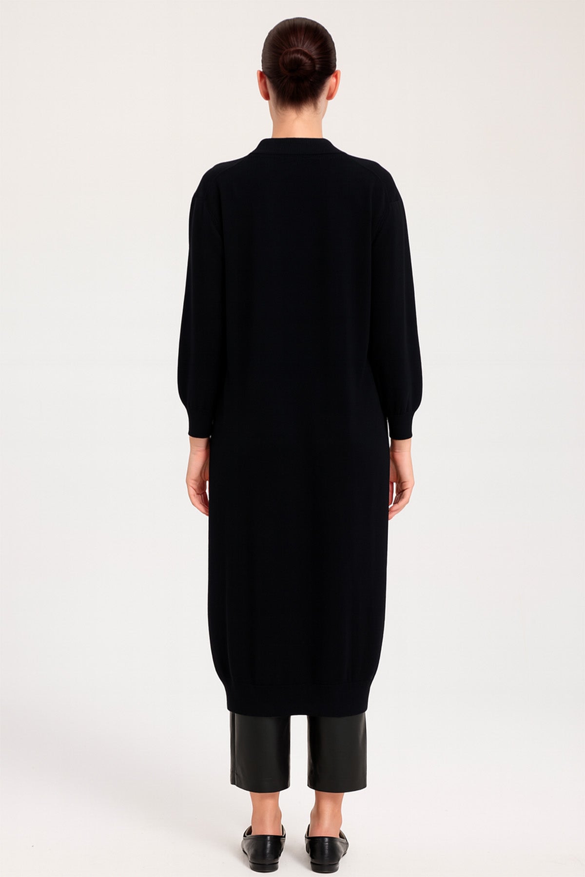 Black Button Down Long Women's Cardigan