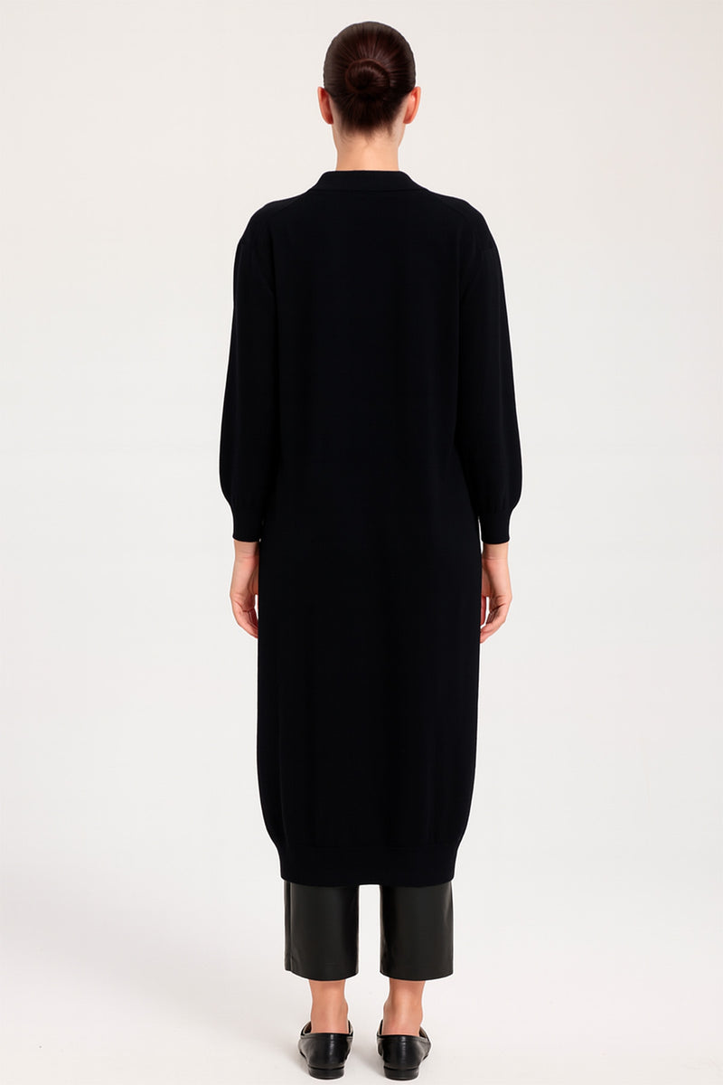 Black Button Down Long Women's Cardigan